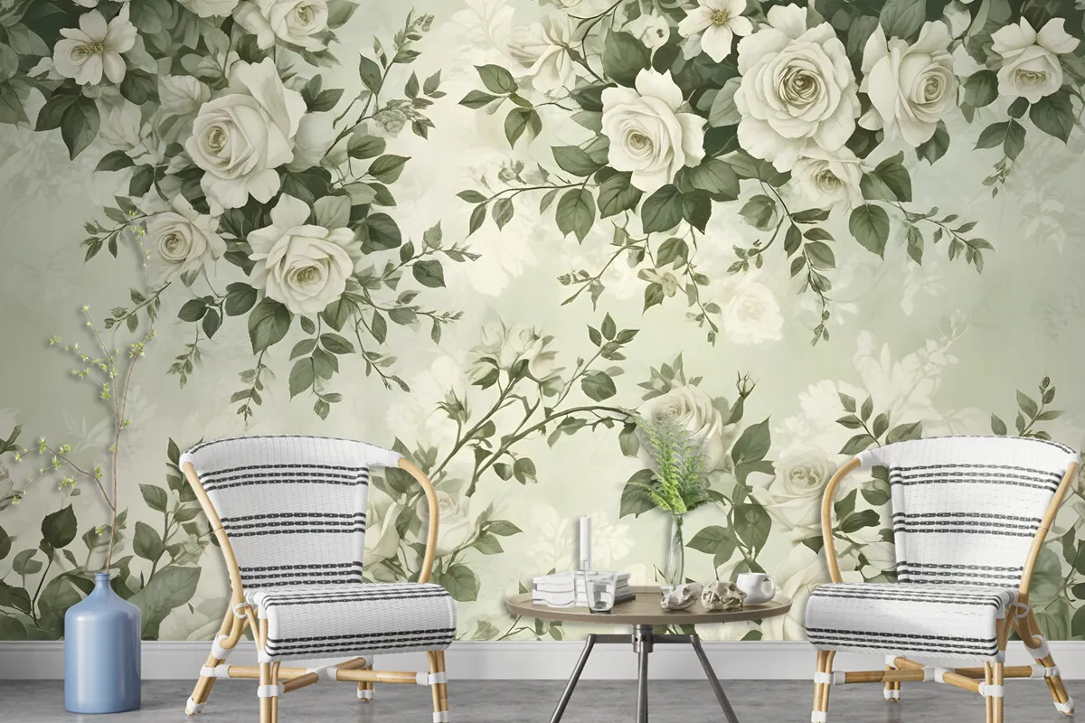 Vintage Rose Flower Wallpaper Mural