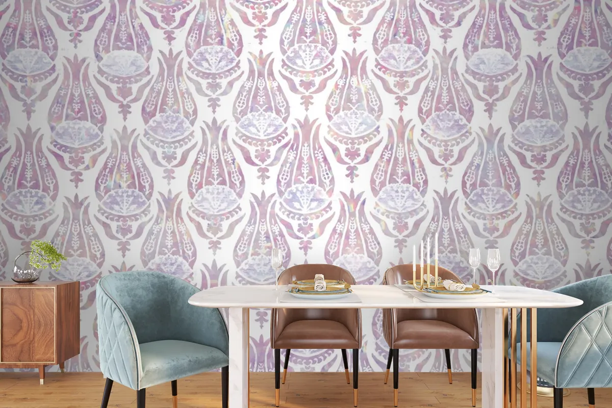 Vintage Tulip Holographic Pattern Wallpaper Mural