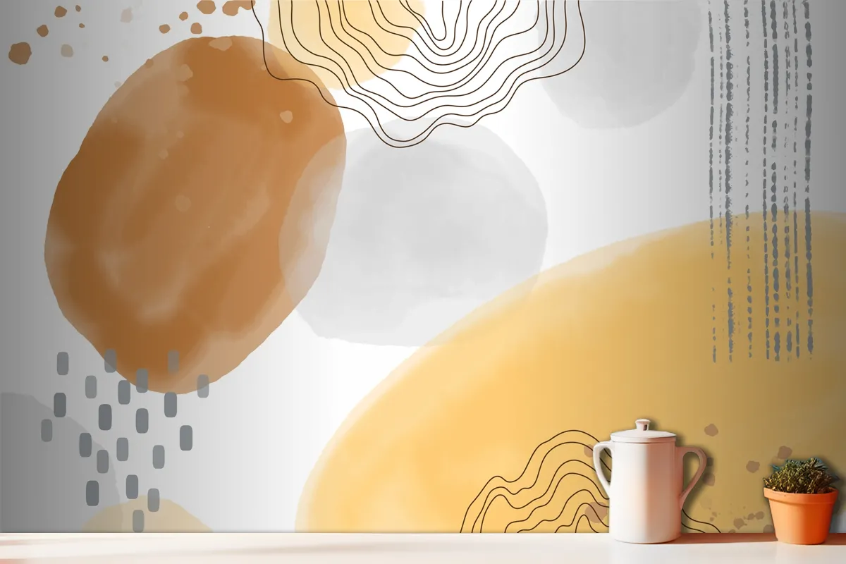 Watercolor Abstract Doodle Background Kitchen Wallpaper Mural