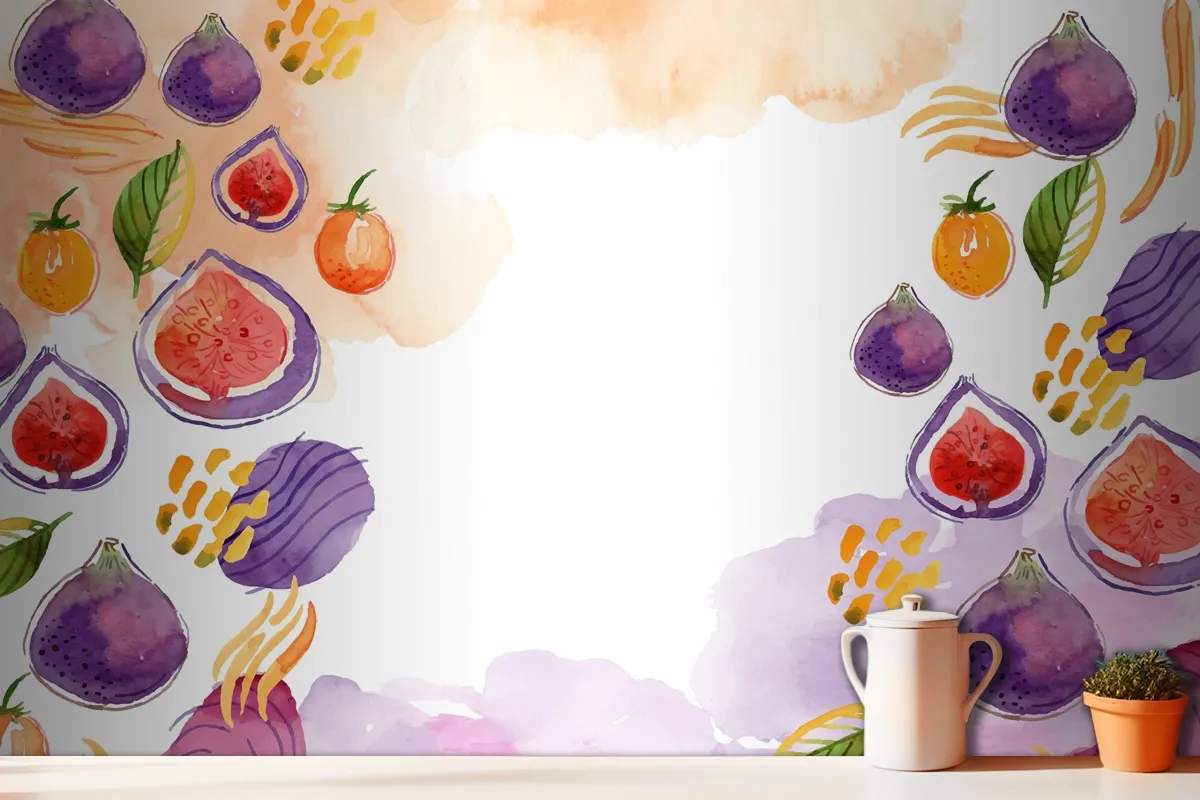 Watercolor Abstract Doodle Wallpaper Mural