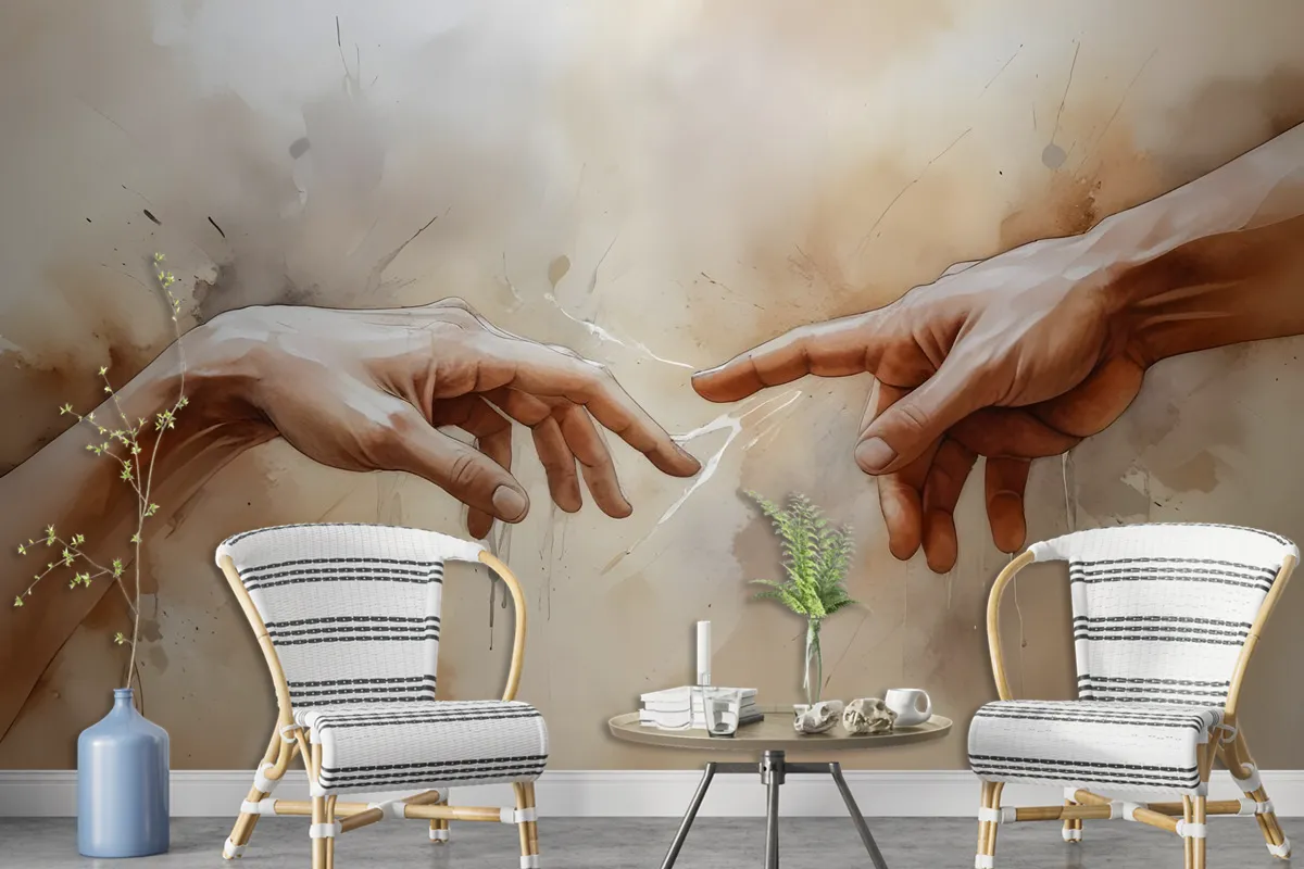 Watercolor Abstract Hands Wallpaper Mural