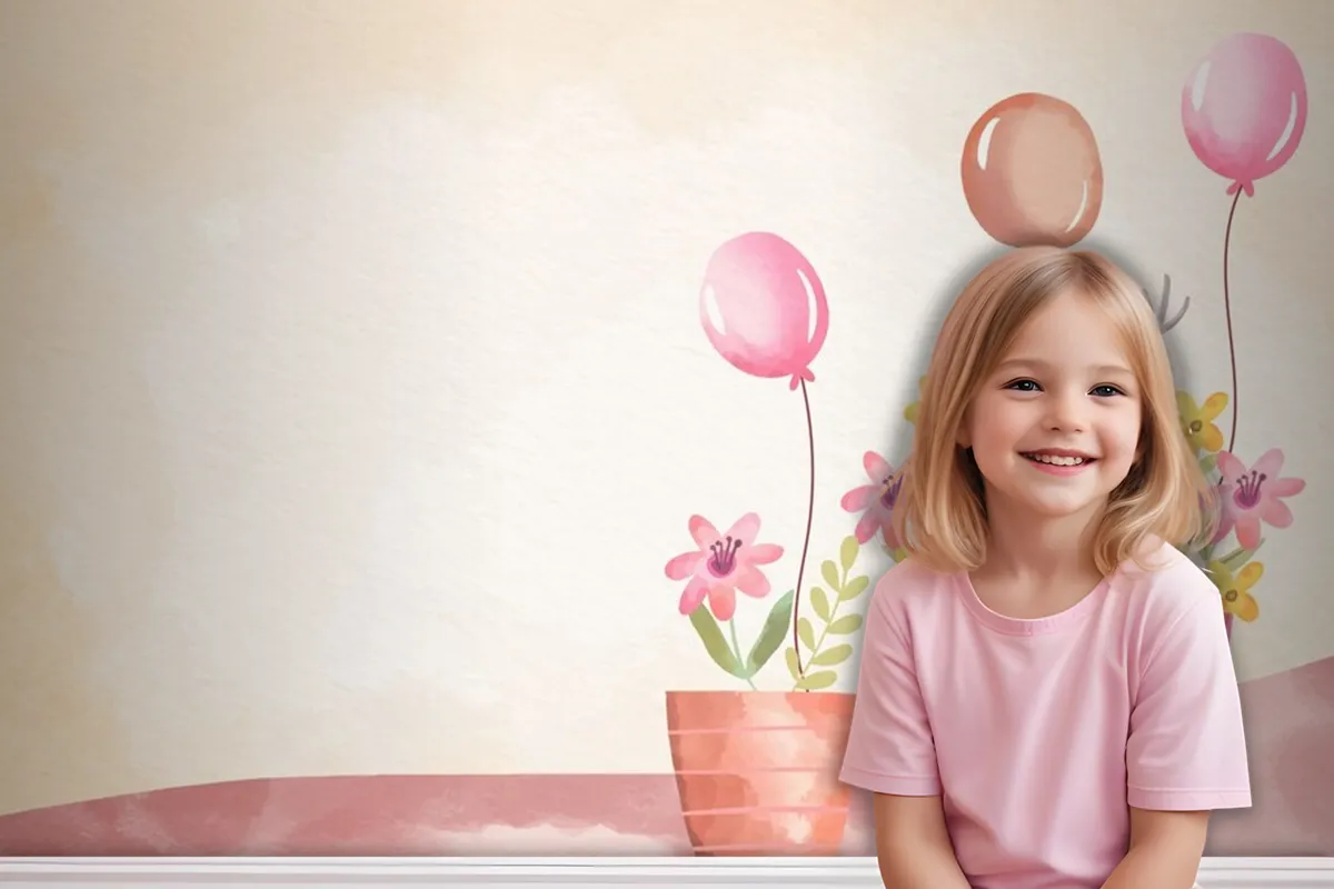 Watercolor Baby Girl Background Girl Wallpaper Mural