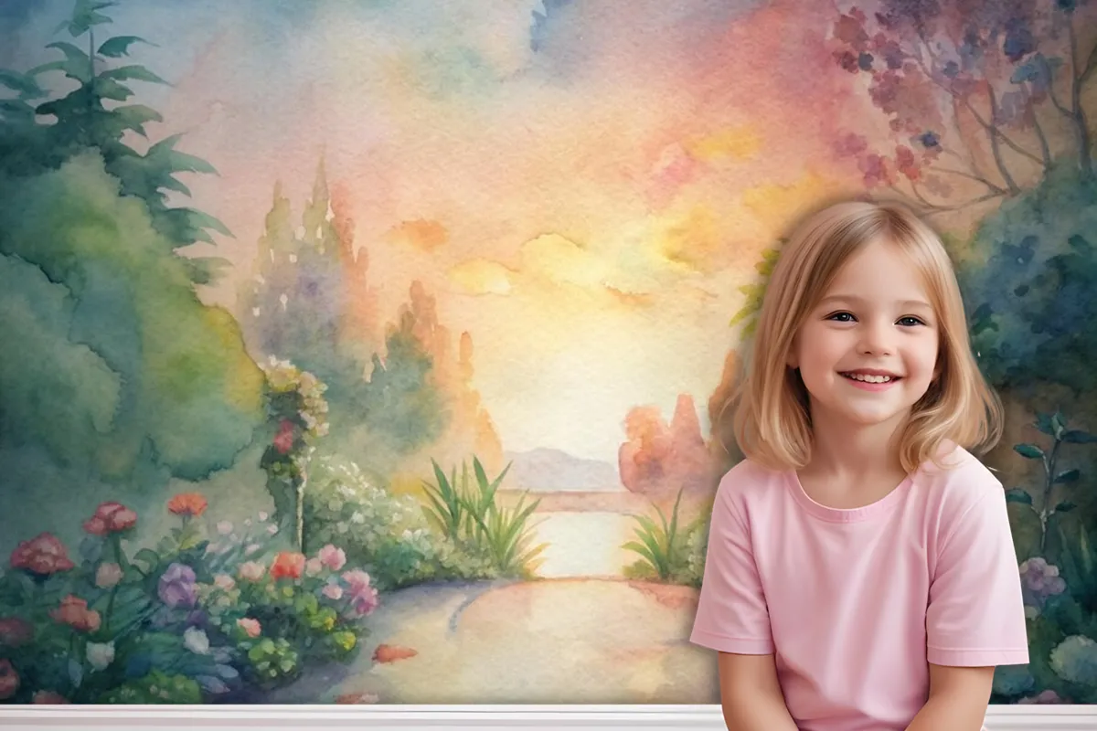 Watercolor Background Featuring A Flower Garden Wallpaper Mural