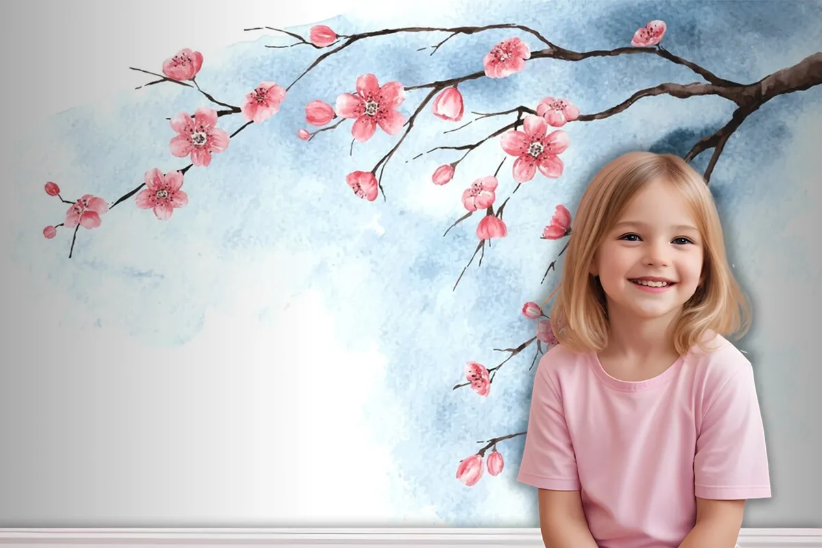 Watercolor Cherry Blossom Wallpaper Mural