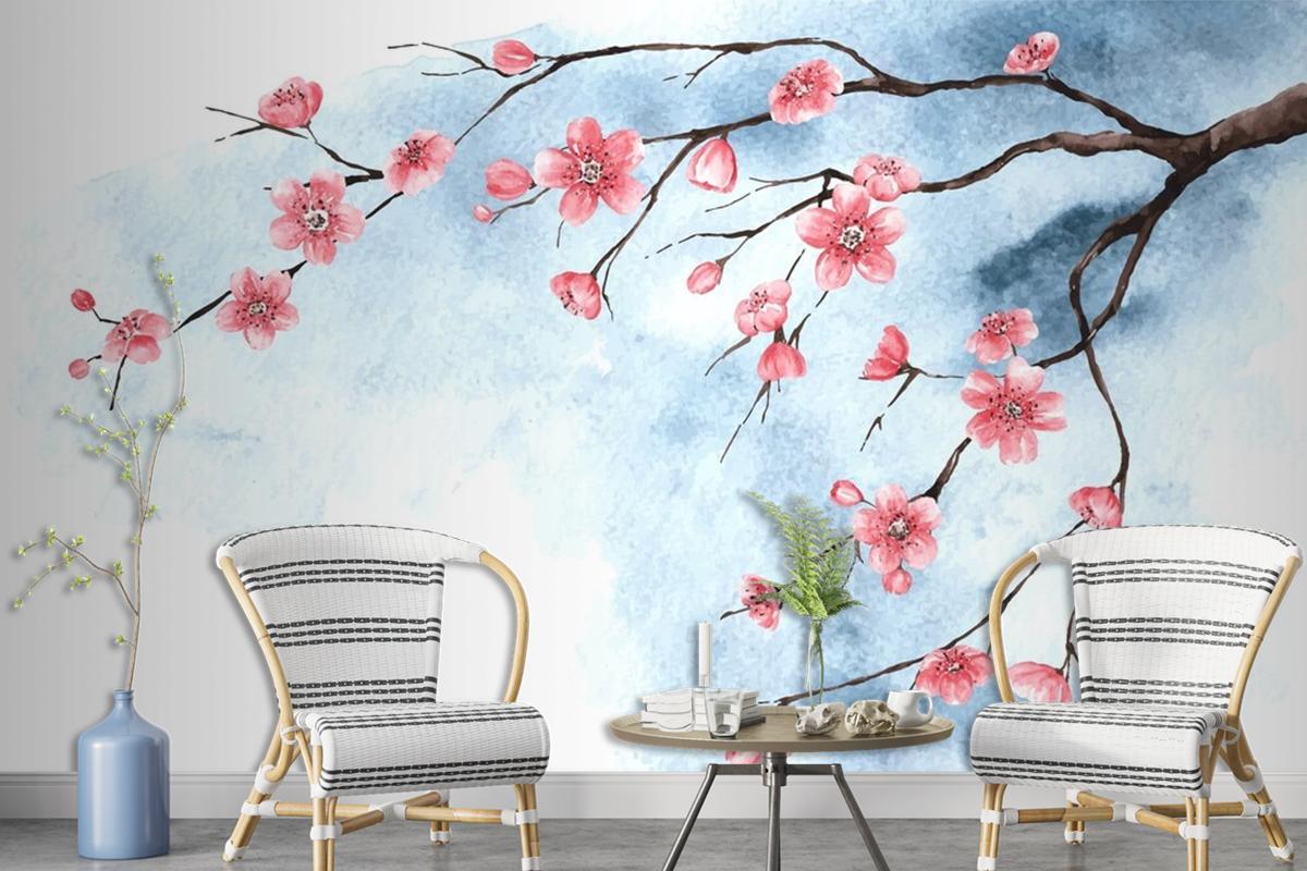 Watercolor Cherry Blossom Wallpaper Mural