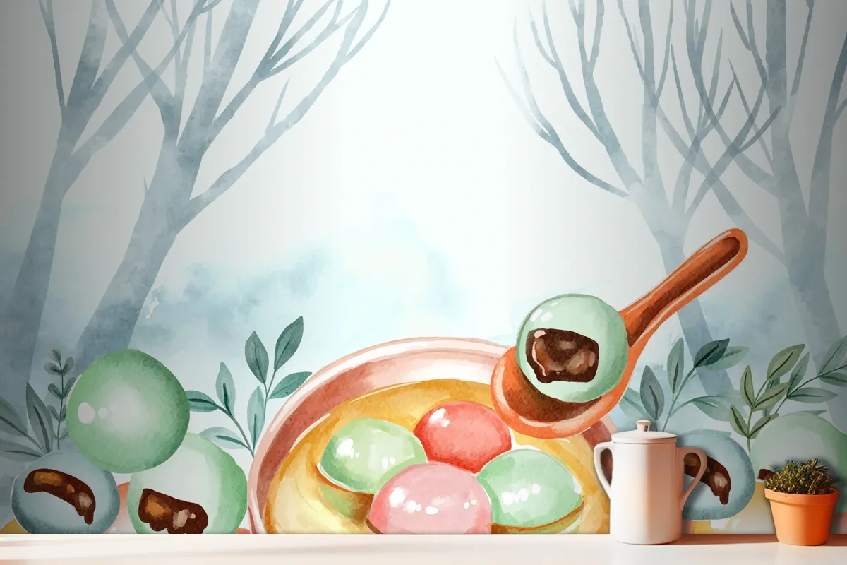 Watercolor Dongzhi Festival Background Kitchen Wallpaper Mural