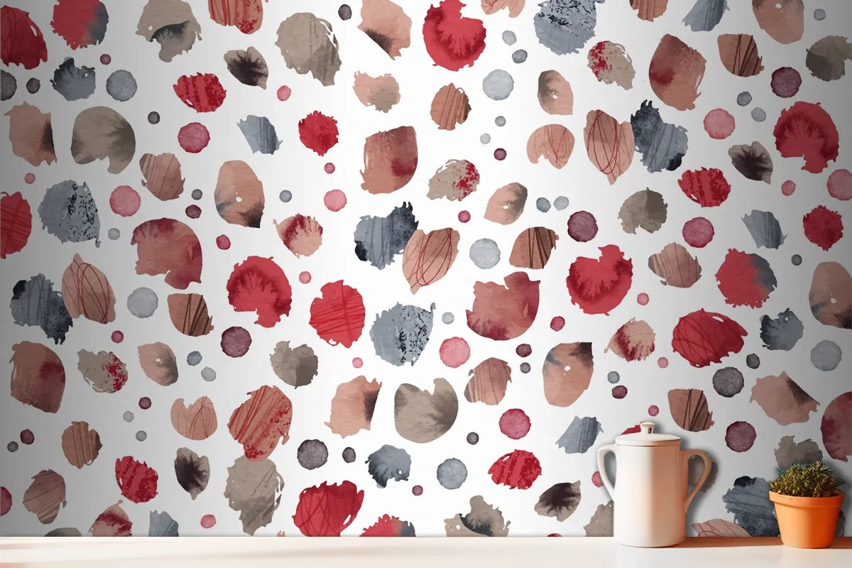 Watercolor Dotty Pattern Kitchen Wallpaper Mural