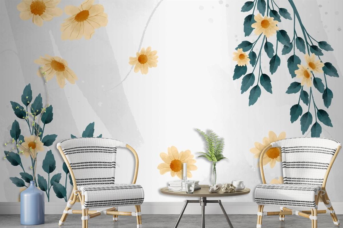 Watercolor Floral Background Design Wallpaper Mural