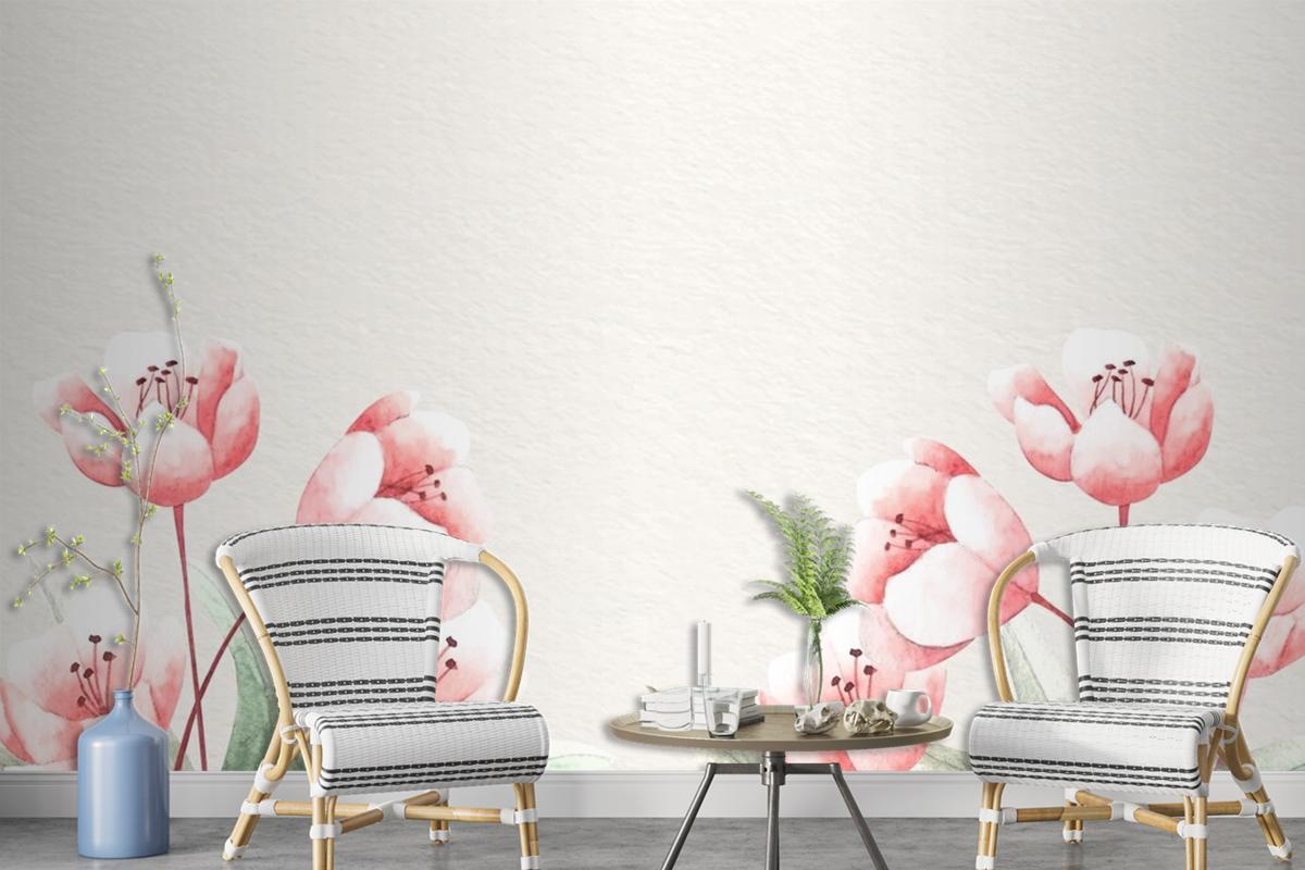 Watercolor Floral Background With Soft Colors Wallpaper Mural