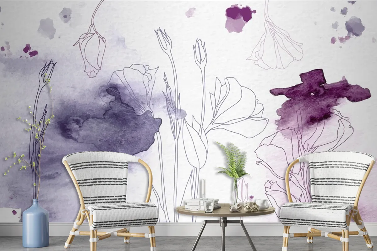 Watercolor Floral Background Wallpaper Mural