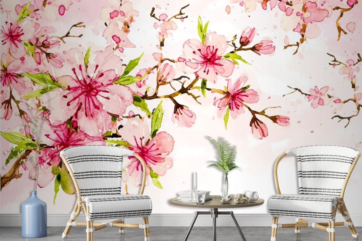 Watercolor Floral Background Wallpaper Mural