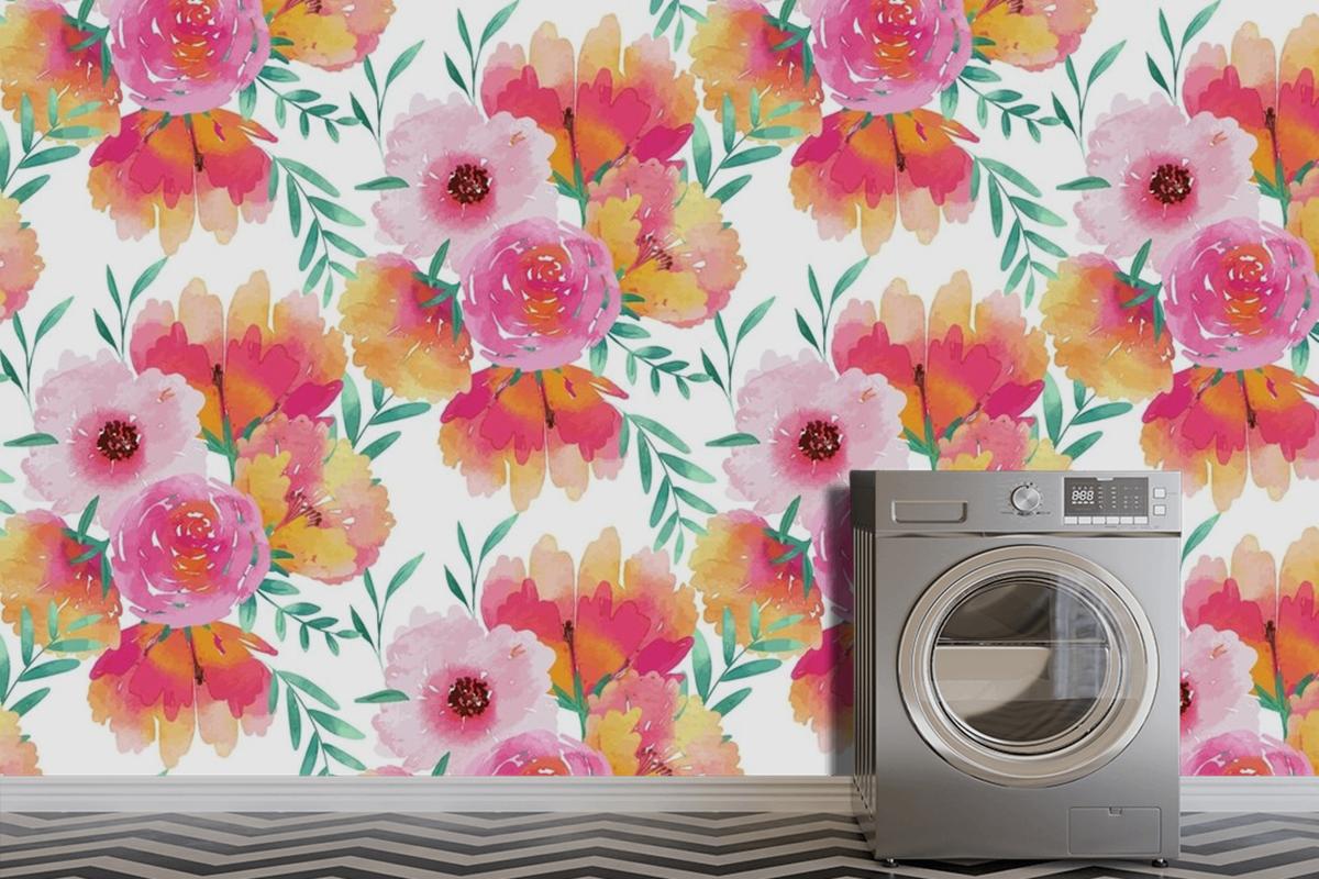 Watercolor Floral Seamless Pattern Template Wallpaper Mural