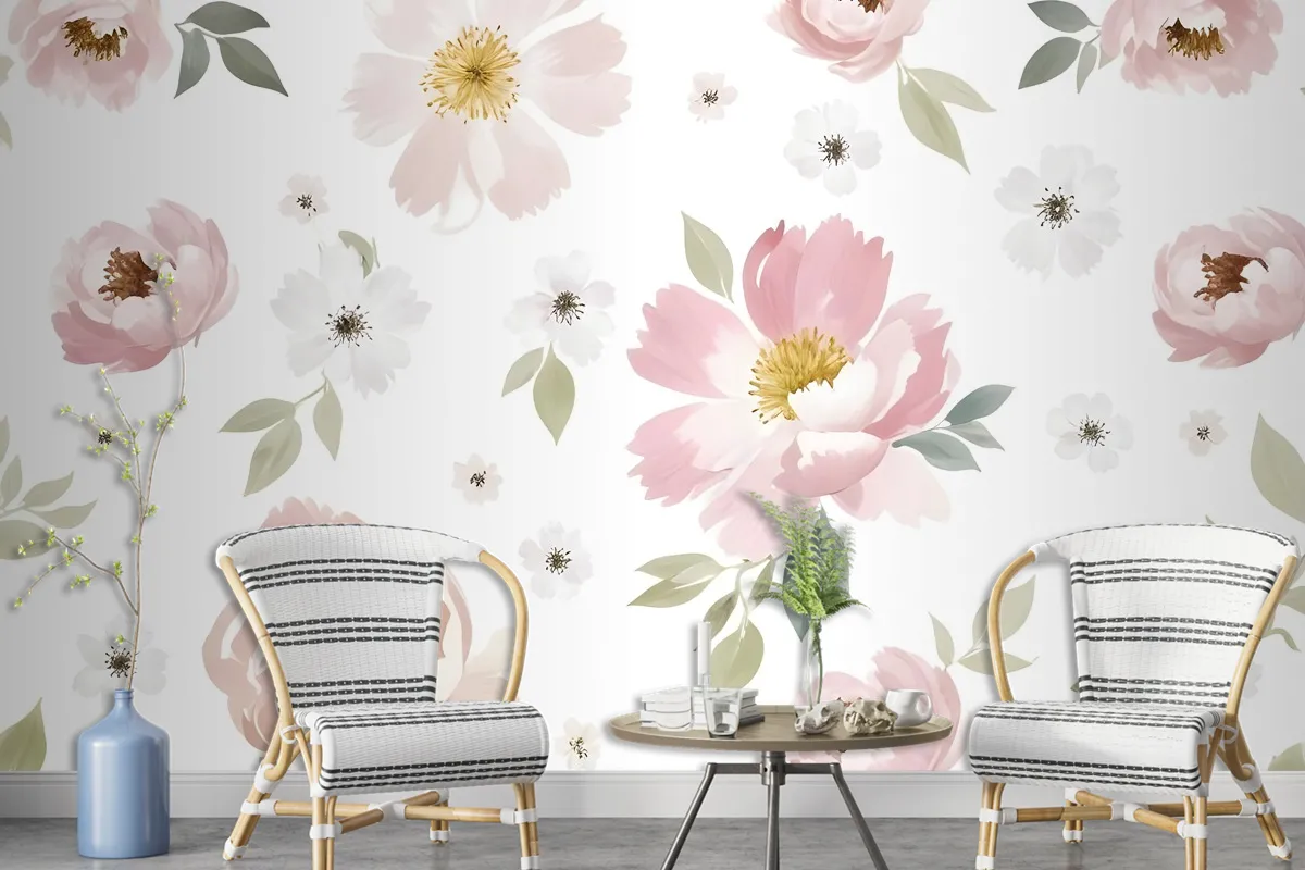 Watercolor Floral Wallpaper Mural