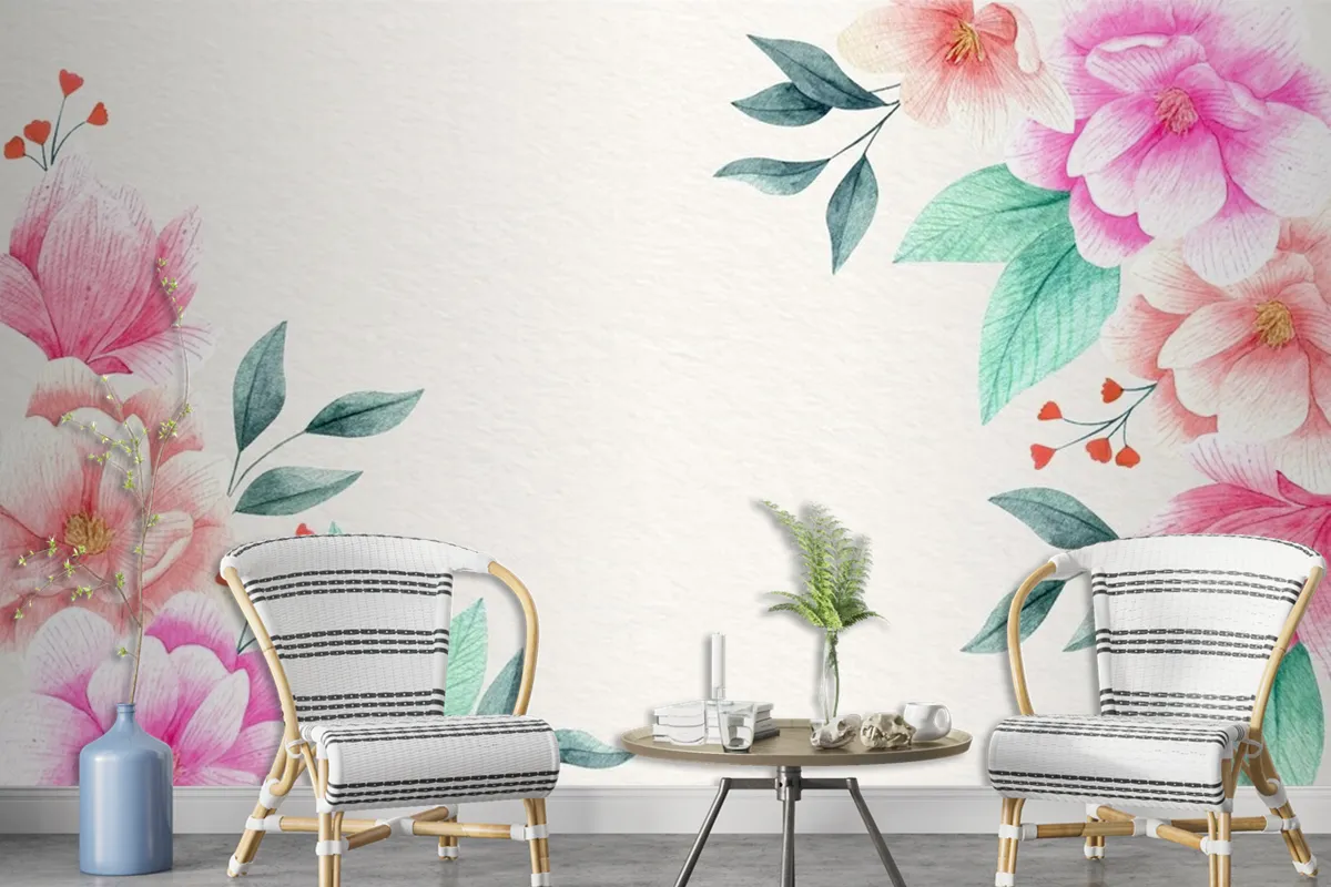 Watercolor Floral Wallpaper Mural 