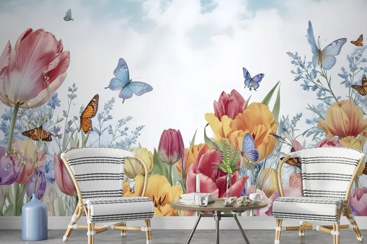 Watercolor Garden Floral Wallpaper Mural