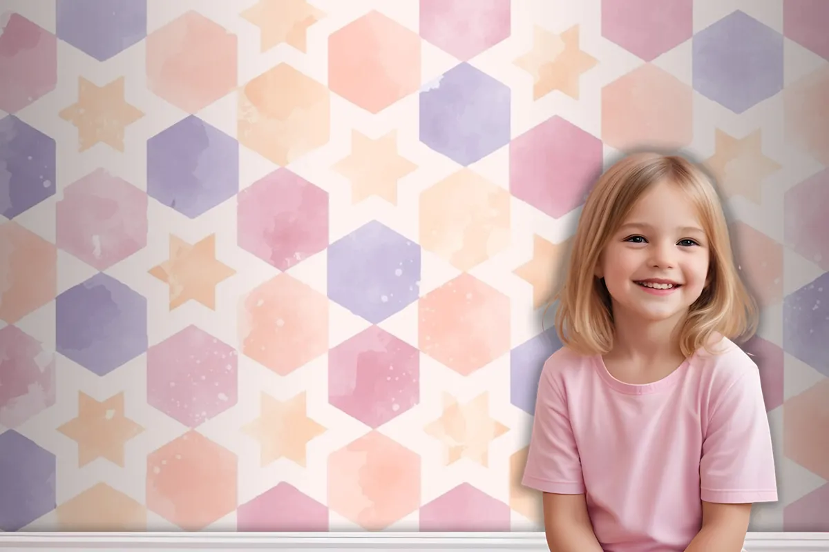 Watercolor Geometric Background Kids Girl Wallpaper Mural