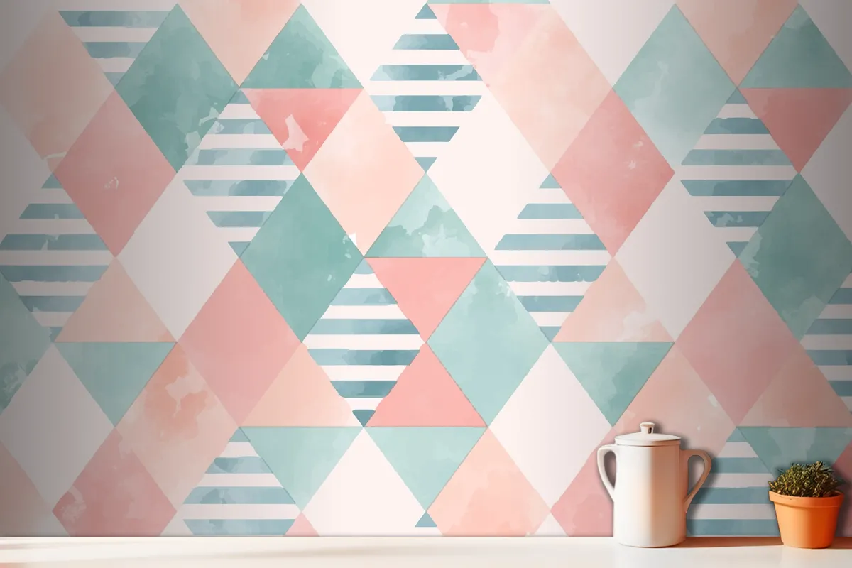 Watercolor Geometric Background Kitchen Wallpaper Mural