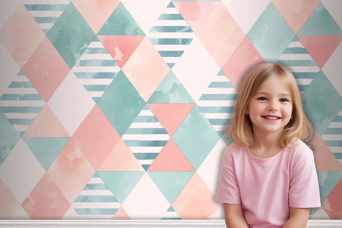 Watercolor Geometric Girl Wallpaper Mural