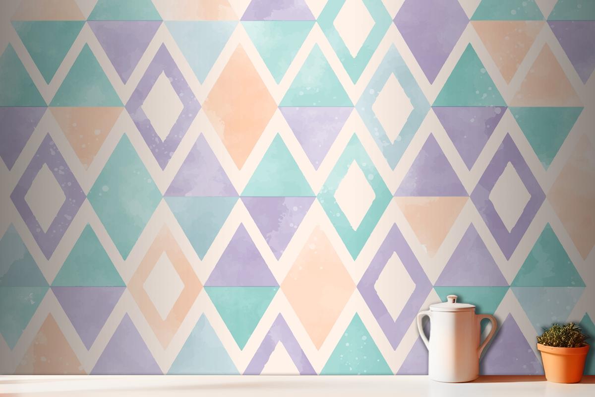 Watercolor Geometric Kitchen Wallpaper Mural