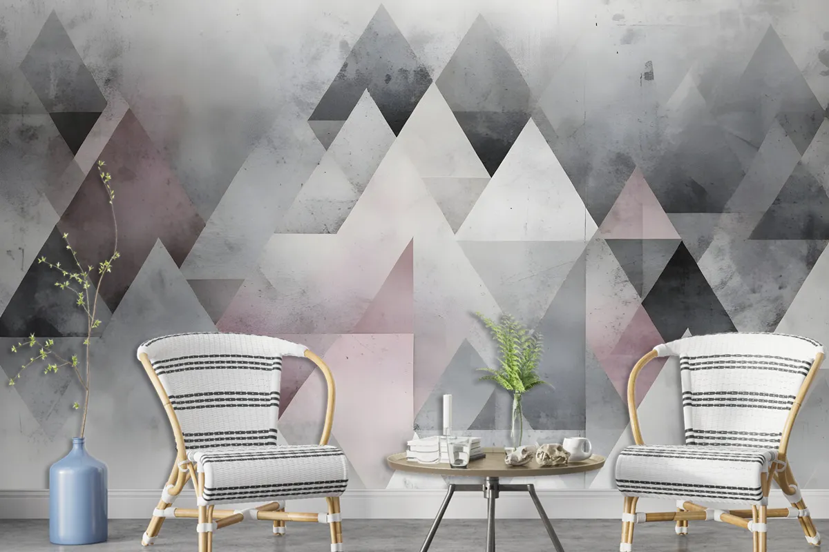 Watercolor Geometric Triangle Pattern Wallpaper Mural