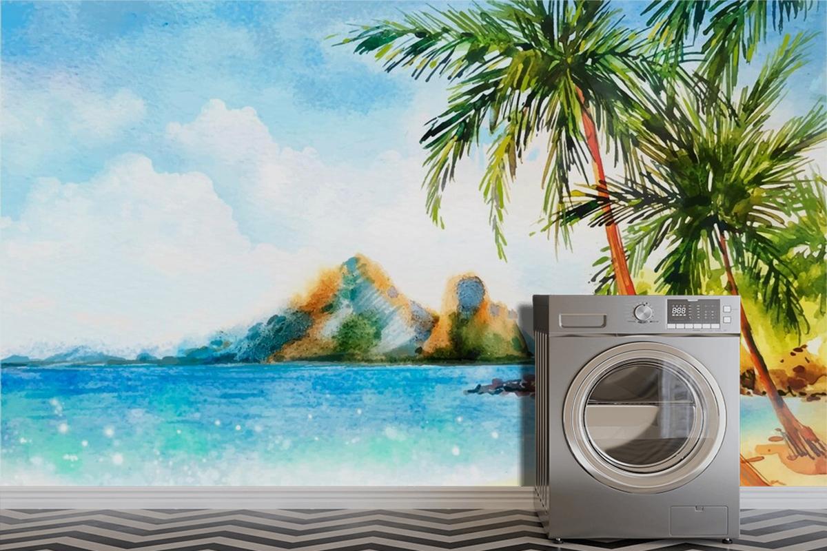 Watercolor Hello Summer Concept Wallpaper Mural