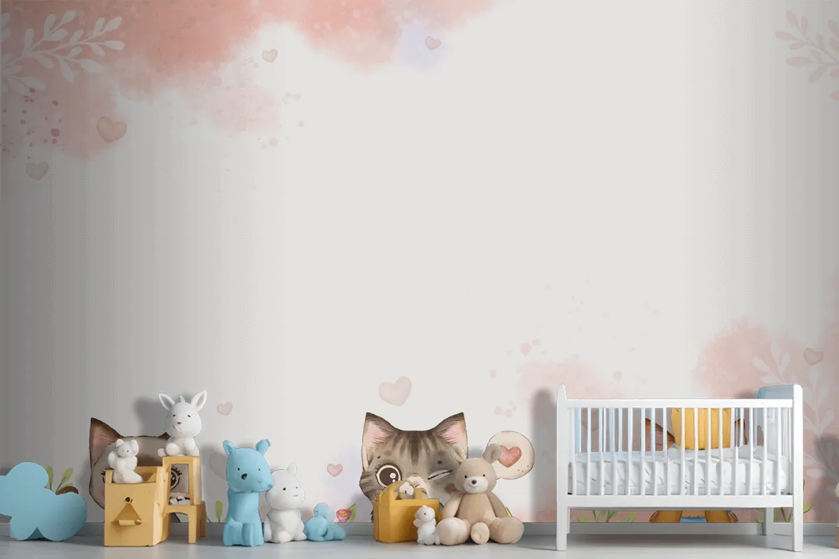 Watercolor International Cat Day Wallpaper Mural