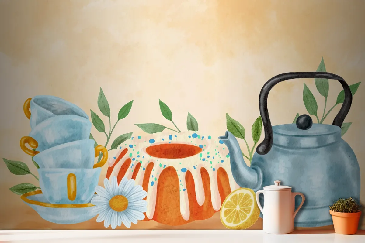 Watercolor International Tea Day Background Wallpaper Mural