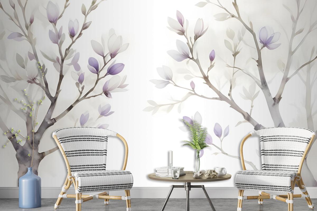 Watercolor Magnolia Floral Wallpaper Mural