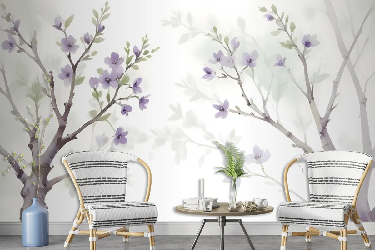 Watercolor Magnolia Floral Wallpaper Mural