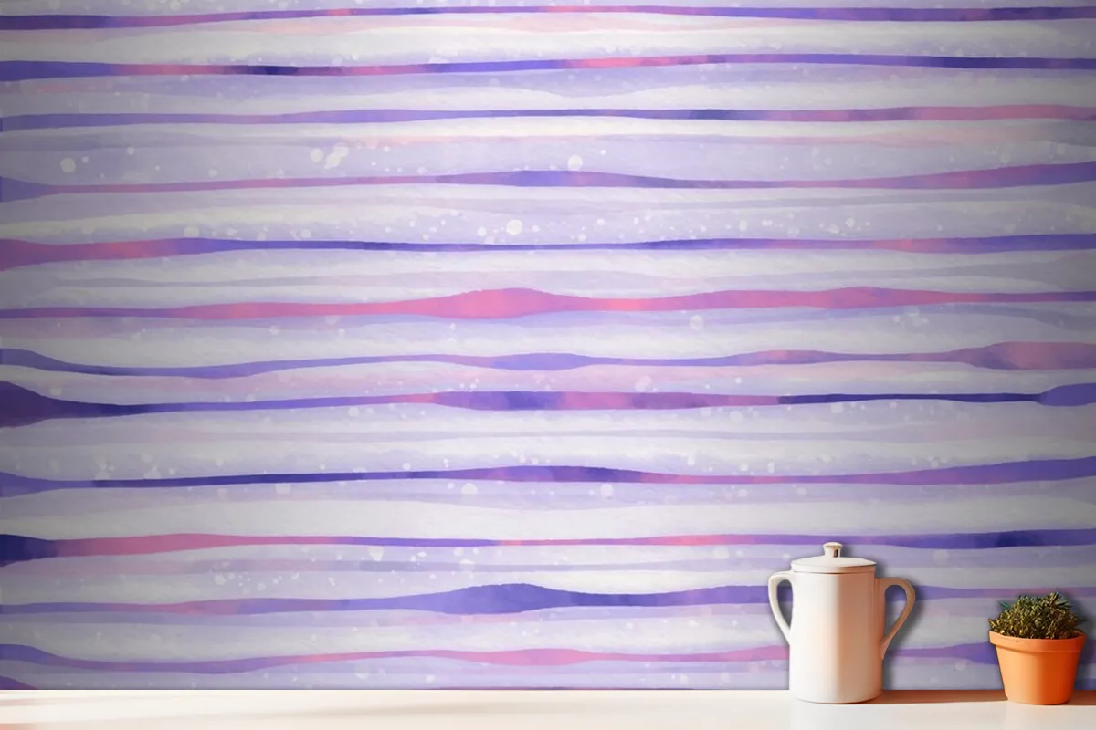 Watercolor Purple Striped Background Wallpaper Mural