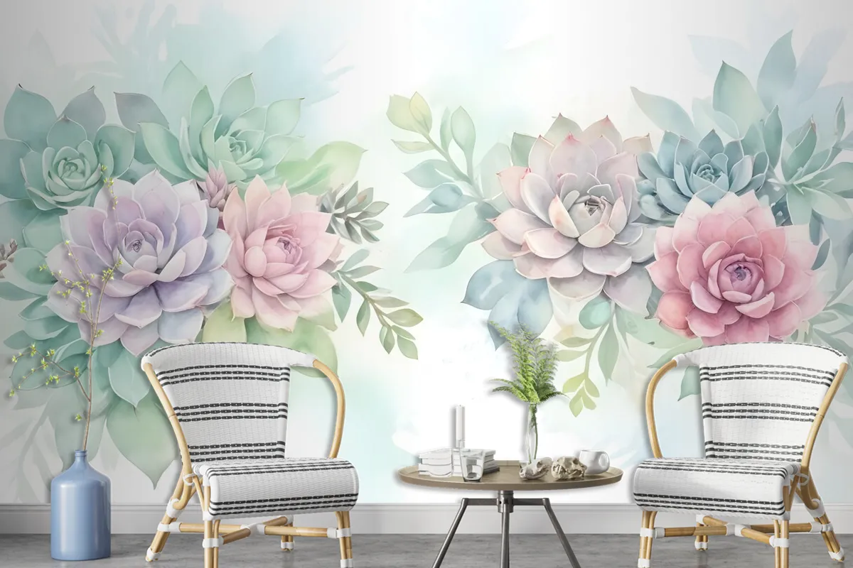 Watercolor Soft Floral Wallpaper Mural