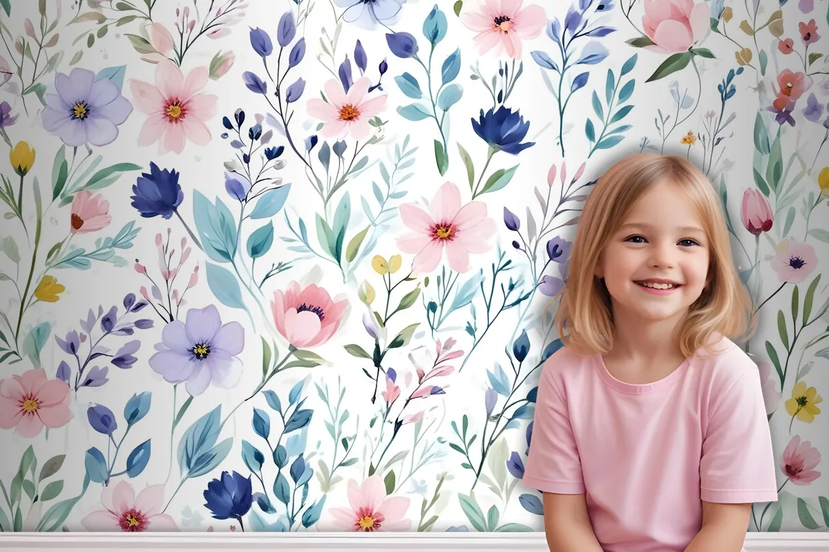 Watercolor Spring Floral Wallpaper Mural