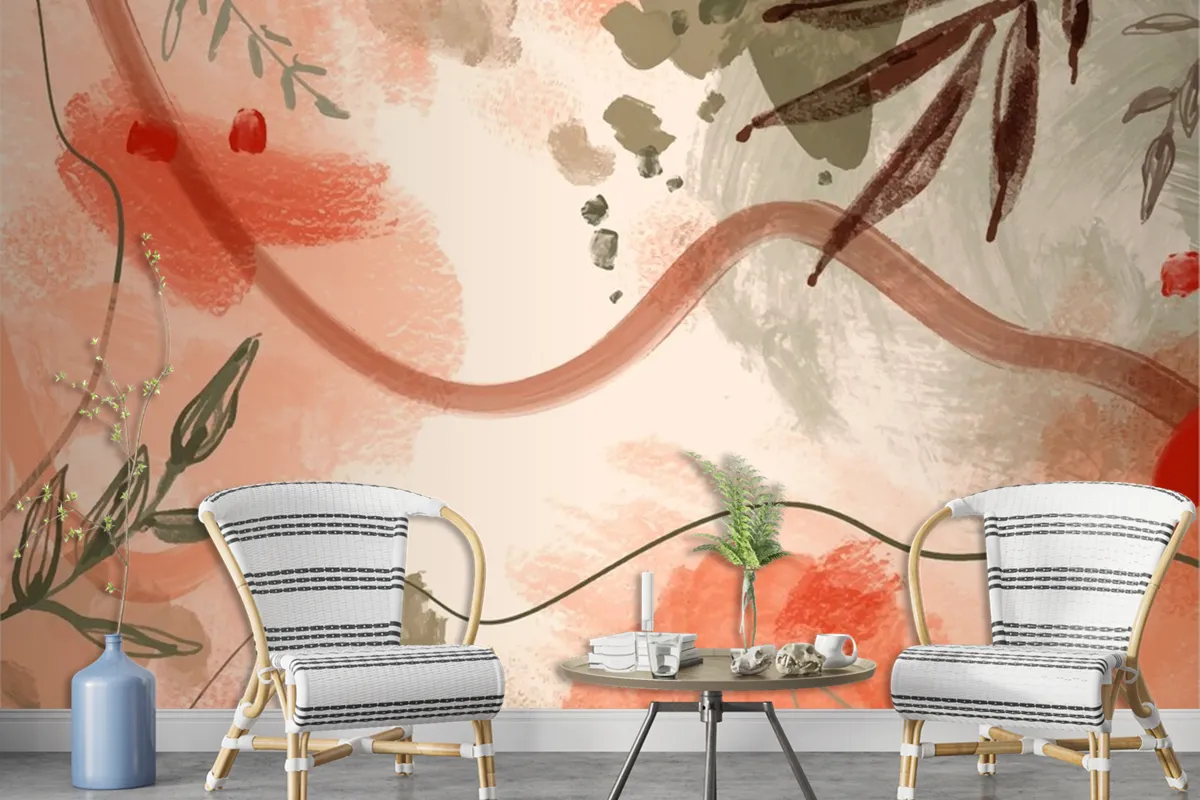 Watercolor Terracotta Pattern Design Wallpaper Mural