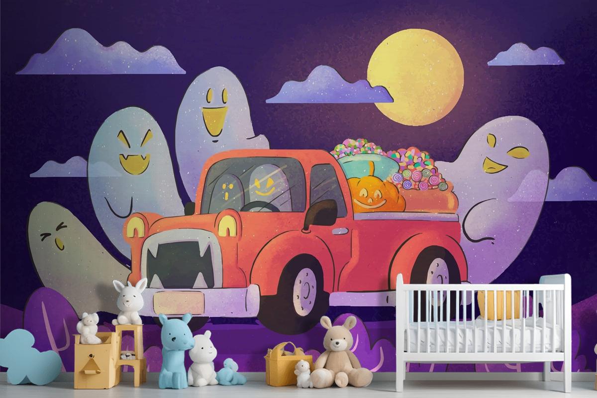 Watercolor Trunk Or Treat Wallpaper Mural