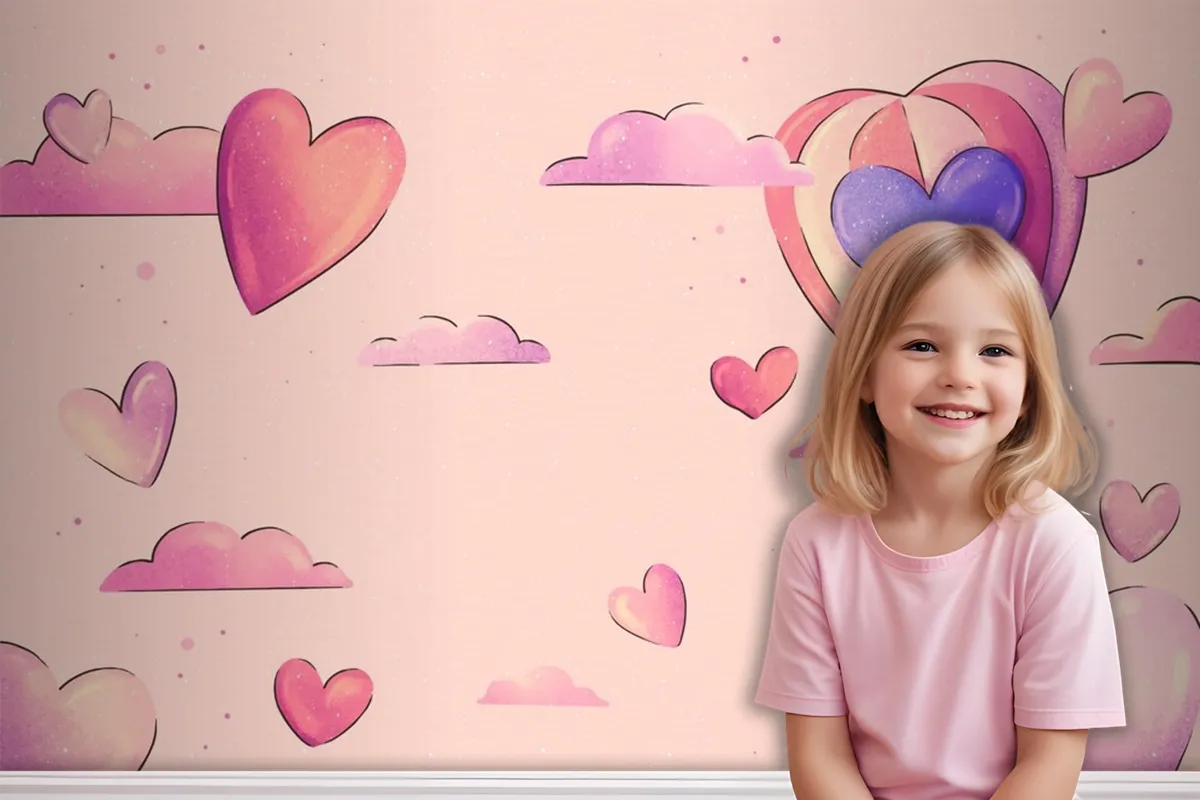 Watercolor Valentine'S Day Background Girl Wallpaper Mural