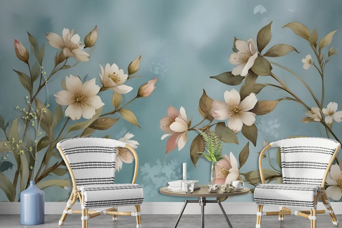 Watercolor Vintage Floral Wallpaper Mural