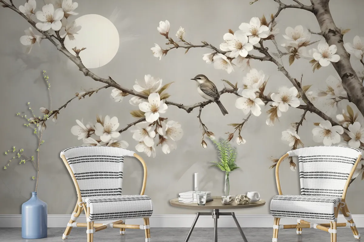 White Plum Blossom Wallpaper Mural