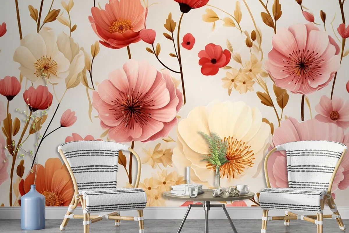 Wild Flowers Seamless Pattern Wallpaper Mural