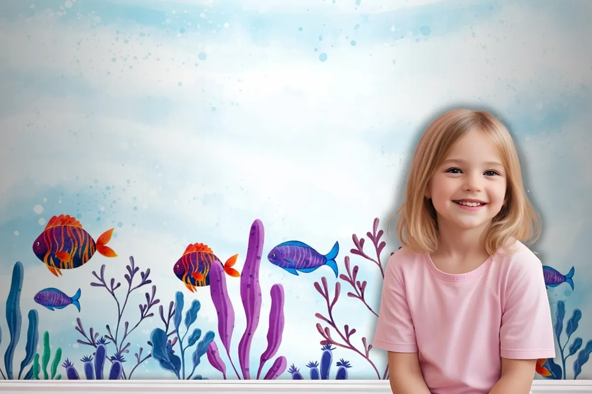 World Oceans Day Watercolor Background Wallpaper Mural