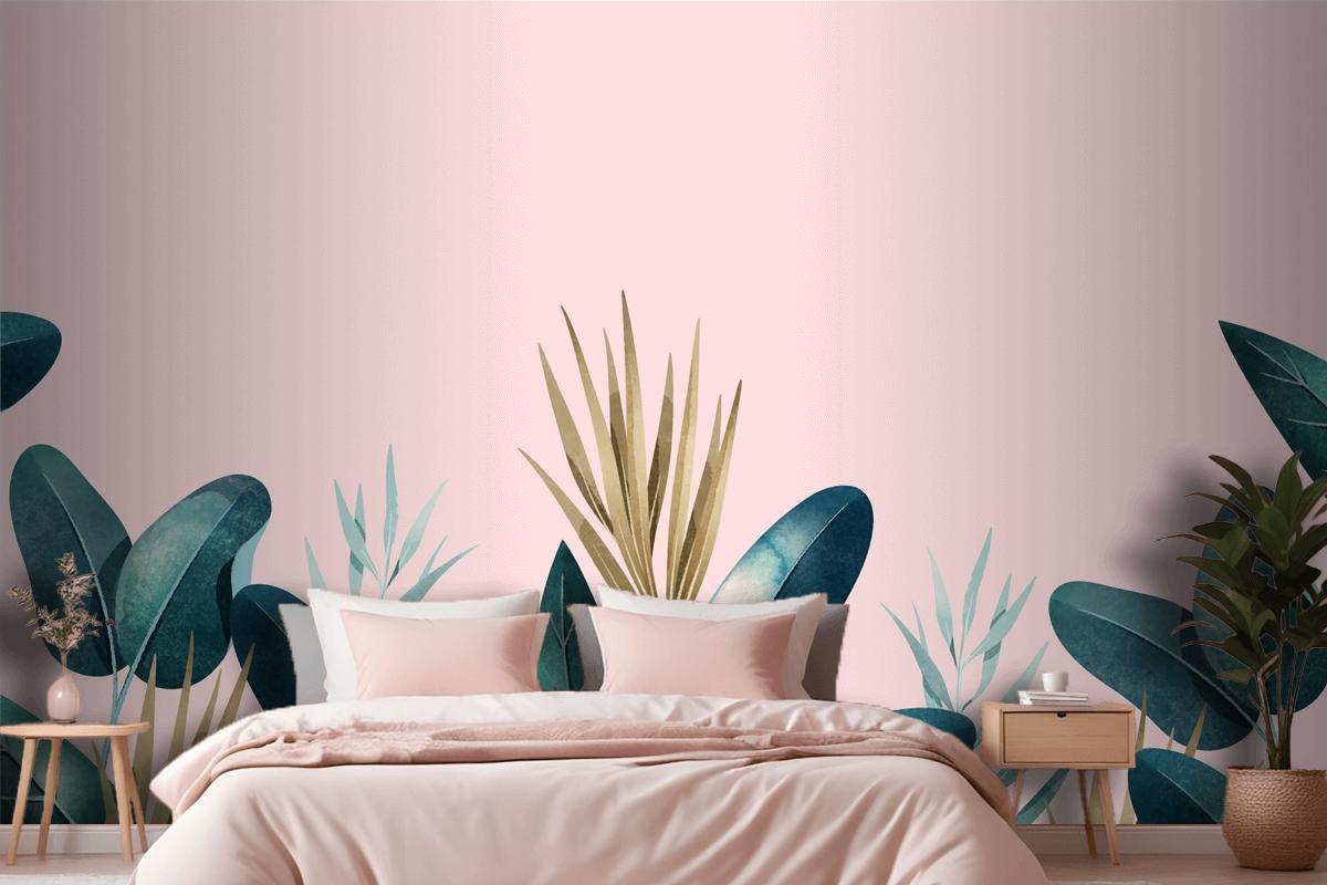 Tropical Leaf Bedroom Wallpaper Mural