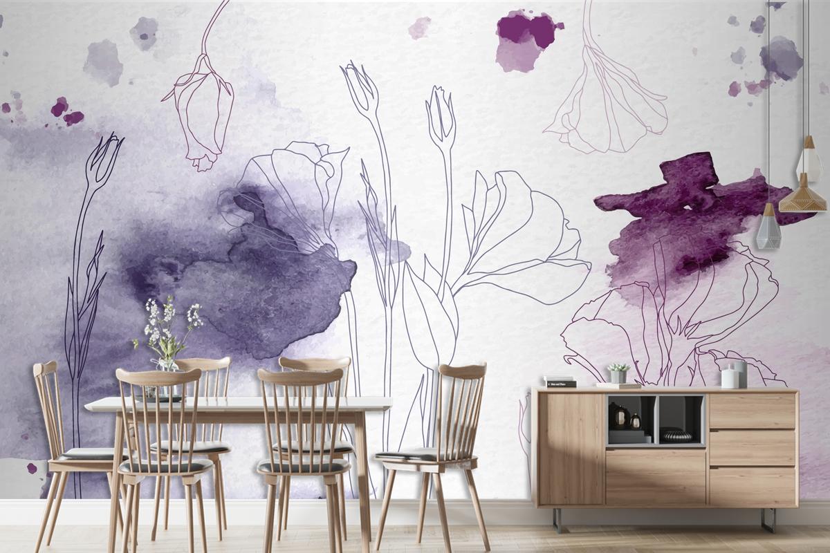 Watercolor Floral Background Wallpaper Mural