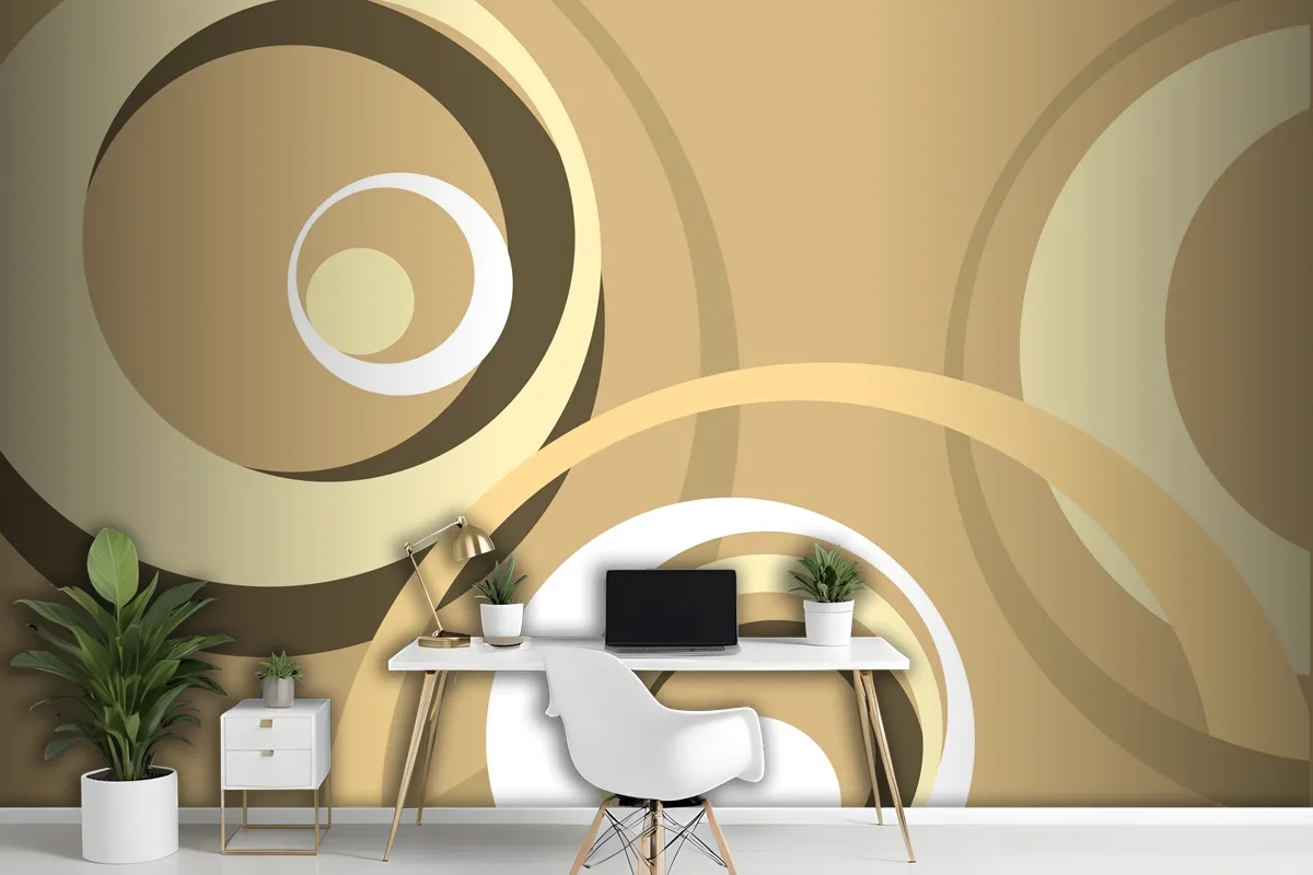 Retro Background With Circular Wavy Shapes Wallpaper Mural