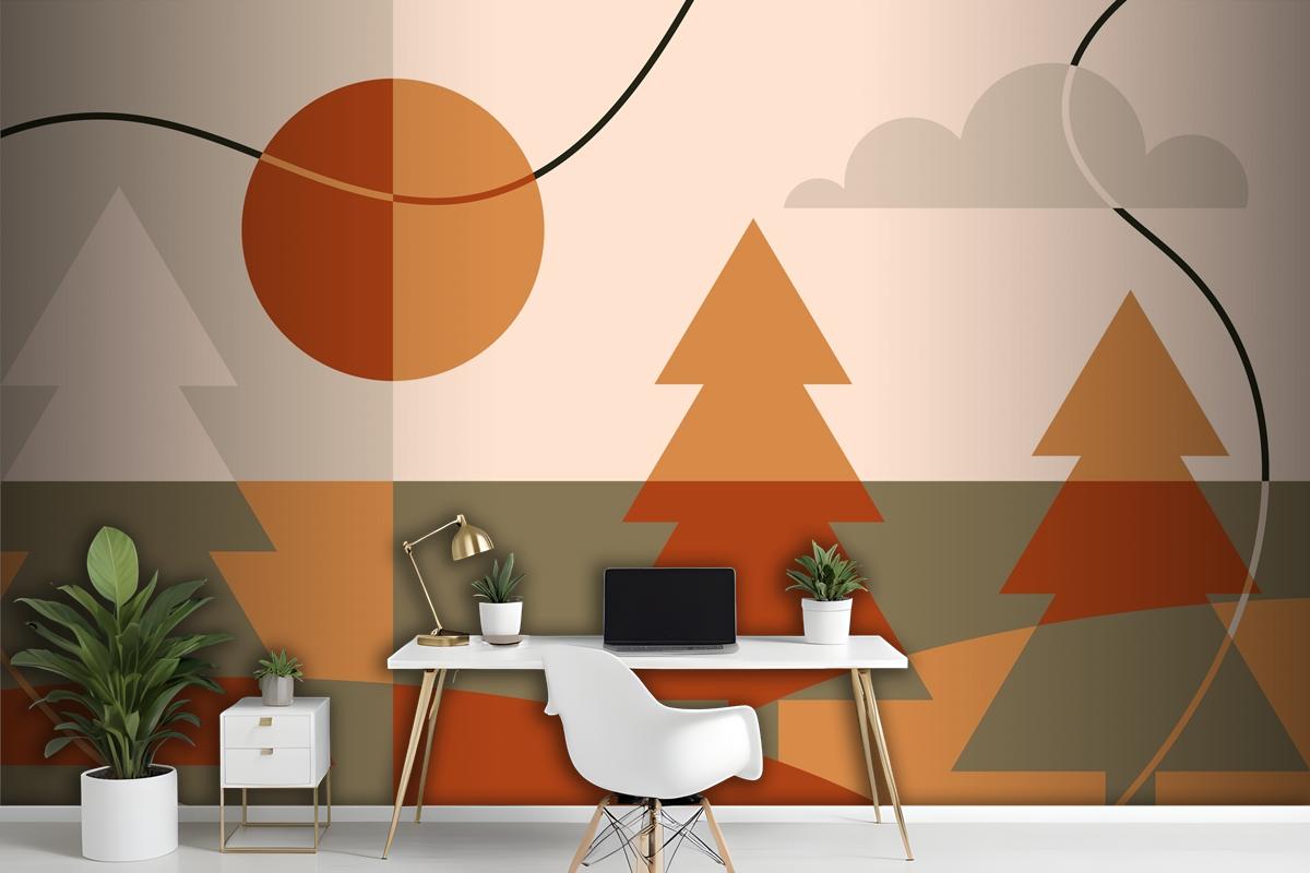 Flat Design Soft Earth Tones Background Wallpaper Mural