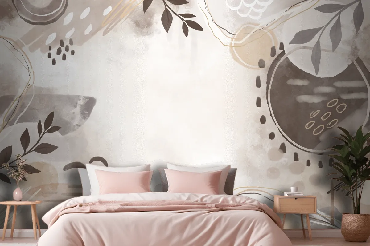 Watercolor Neutral Earth Tones Wallpaper Mural