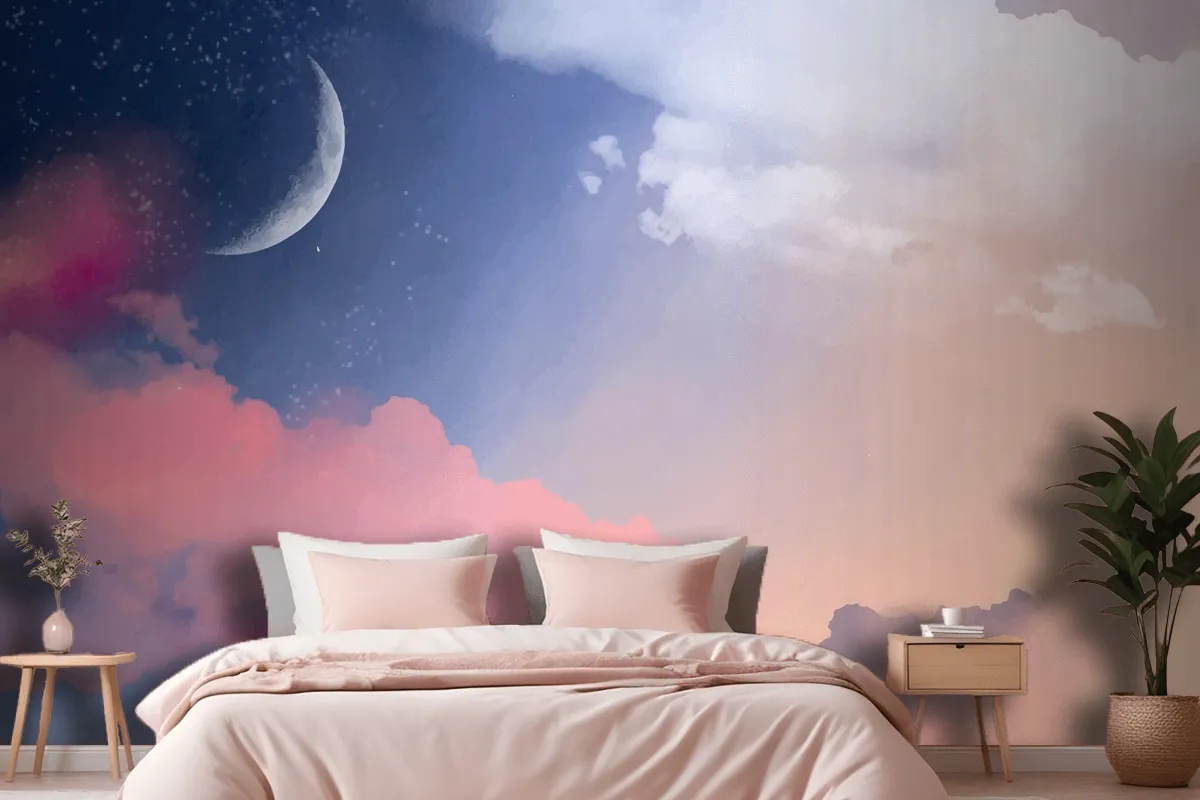 Hand Painted Watercolor Pastel Sky Wallpaper Mural