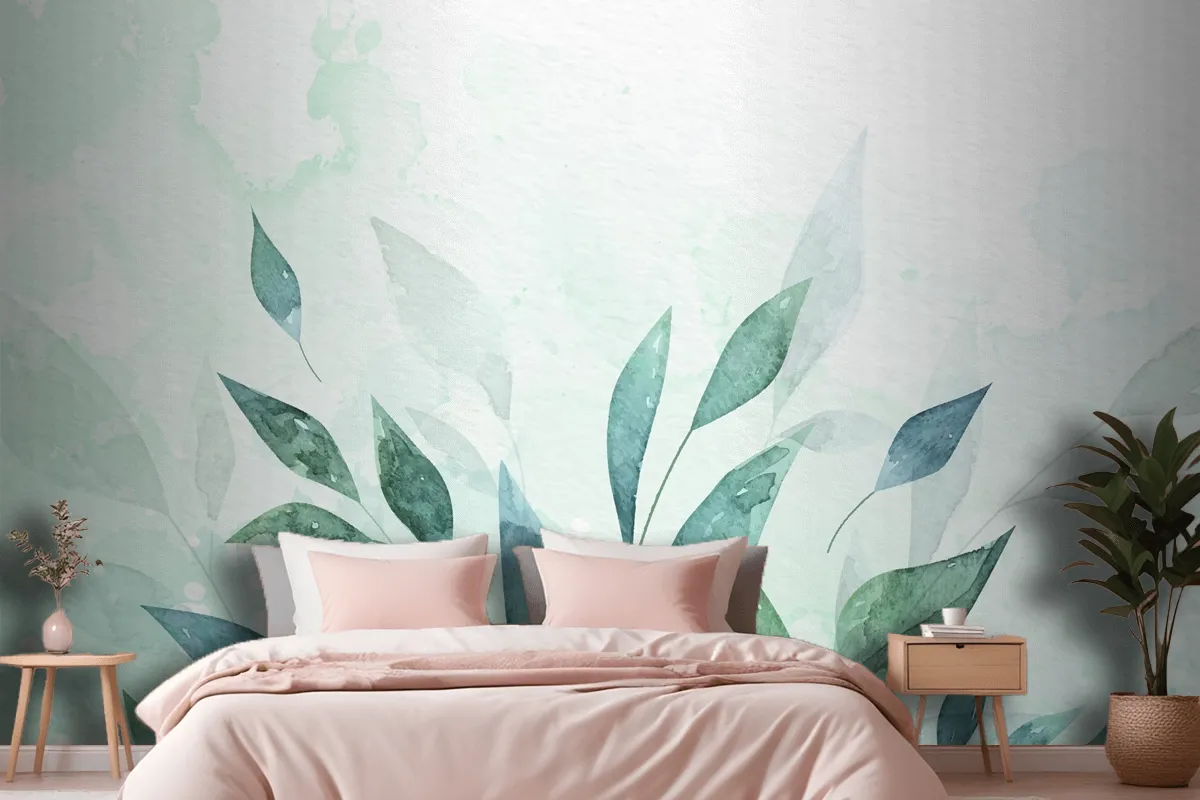 Hand Painted Watercolor Nature Background Wallpaper Mural