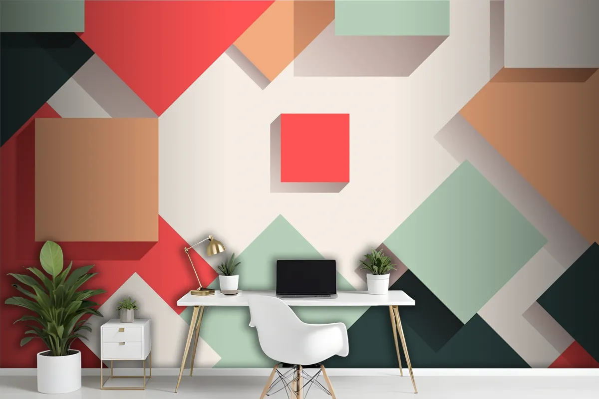 Flat Geometric Background Office Wallpaper Mural