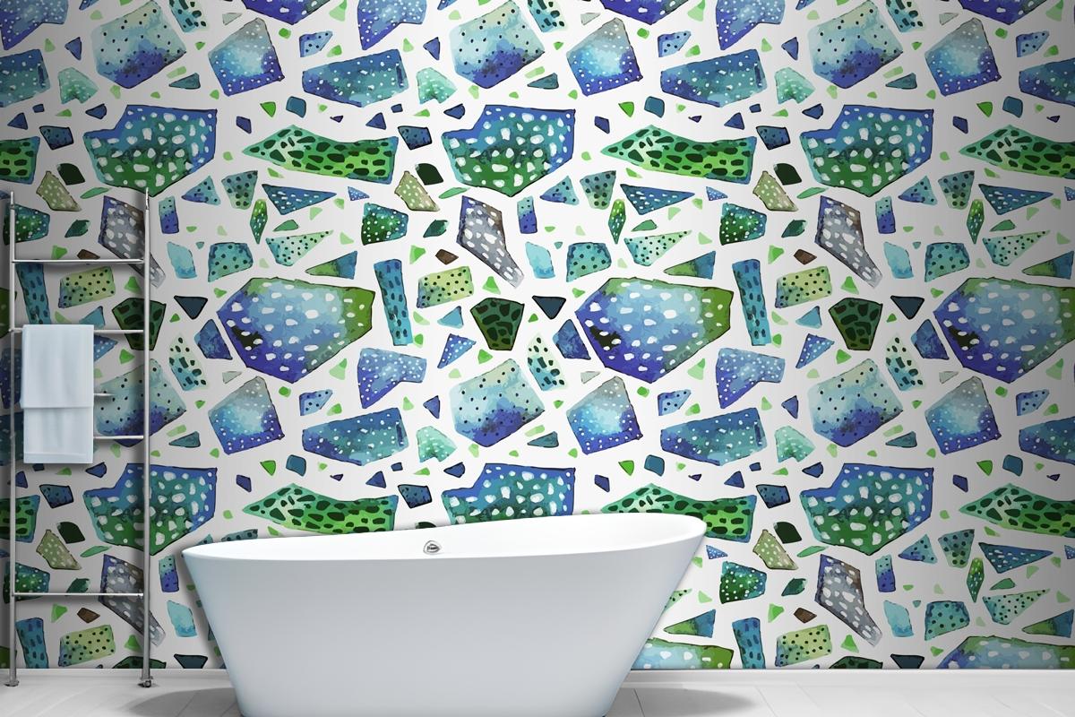 Hand Painted Colorful Terrazzo Pattern Wallpaper Mural