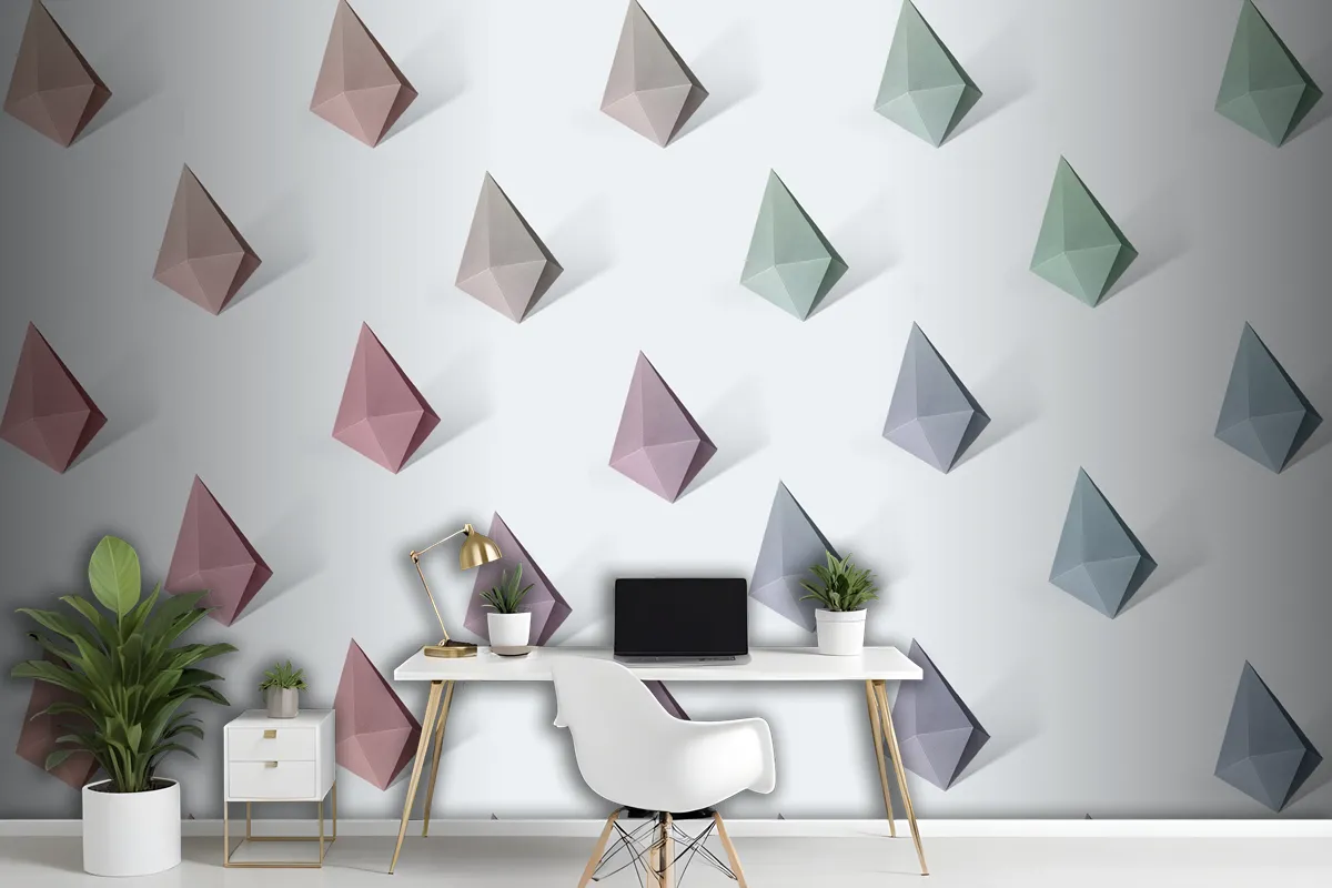 Colorful Paper Craft Diamond Shape Patterned Wallpaper Mural