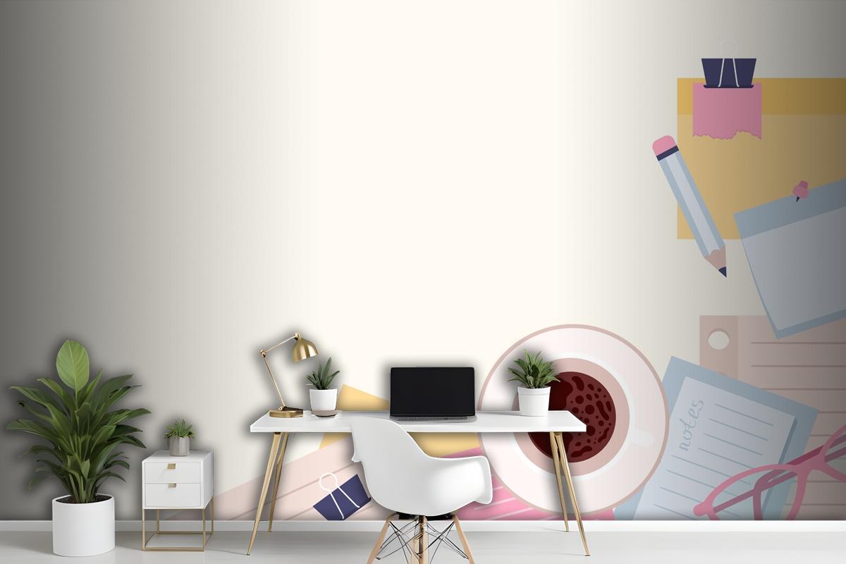 Paper Notes Illustration In Flat Design Wallpaper Mural